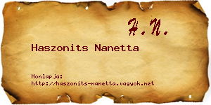 Haszonits Nanetta névjegykártya